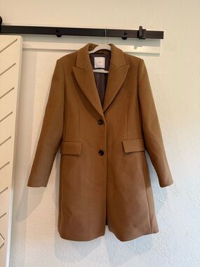 Mango Tailored Camel Single-Breasted Trench Coat Size Large